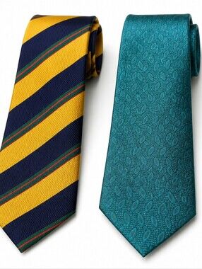 Burma Bibas Teal Patterned Silk Tie and A System Seta Silk Striped Tie #208Burma